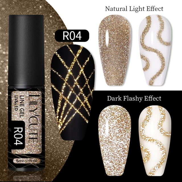 Reflective Glitter Line Gel Nail Polish