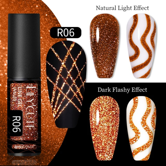 Reflective Glitter Line Gel Nail Polish