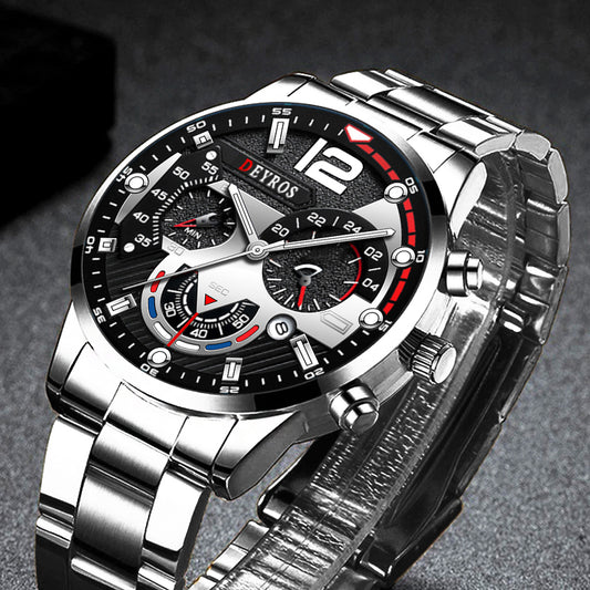 s Luxury Stainless Steel Quartz Wristwatch