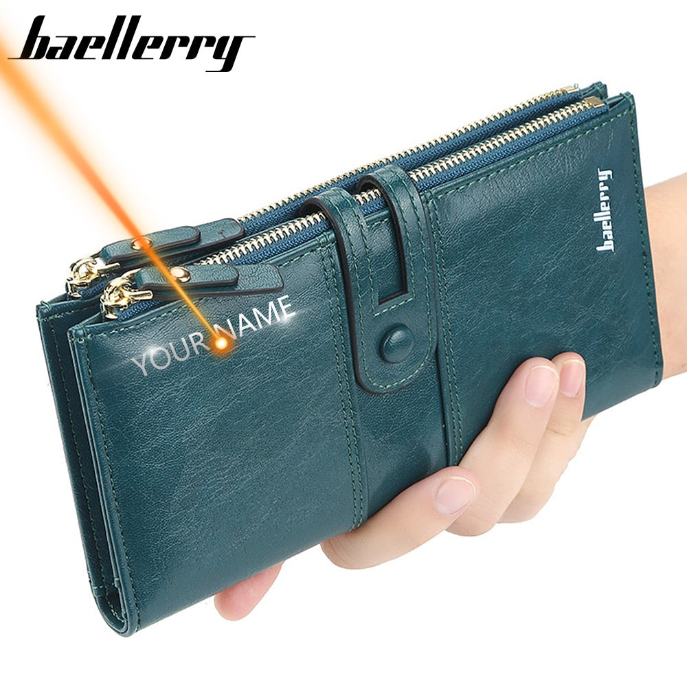 Engrave Wallets Fashion Long Leather