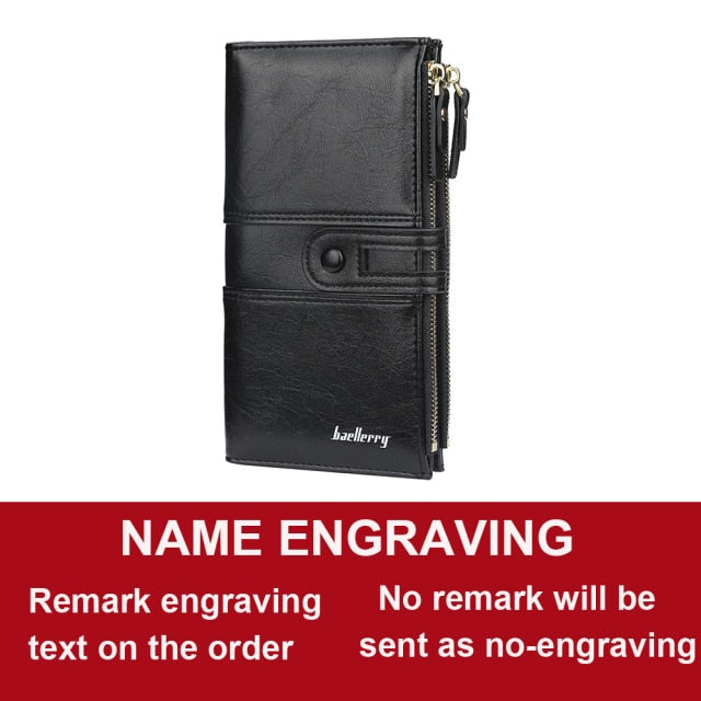 Engrave Wallets Fashion Long Leather