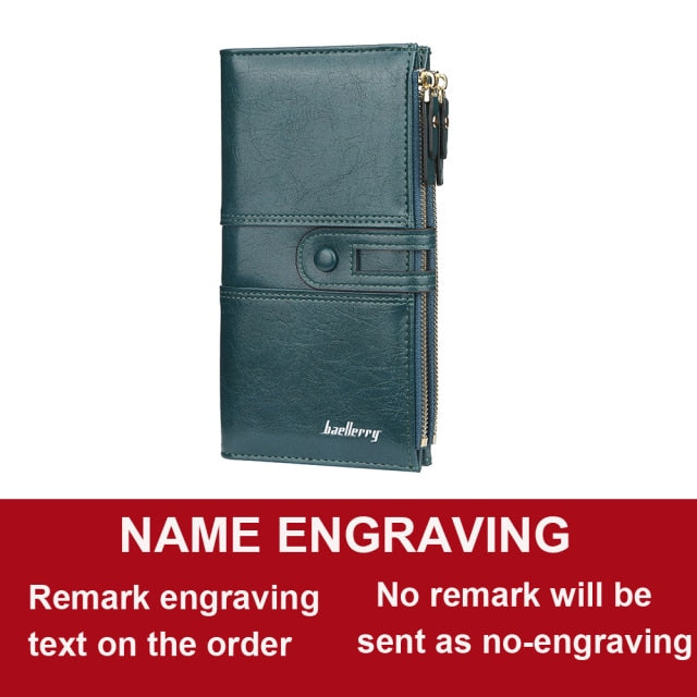 Engrave Wallets Fashion Long Leather