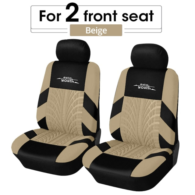 Track Detail Style Car Seat Covers Set Polyester