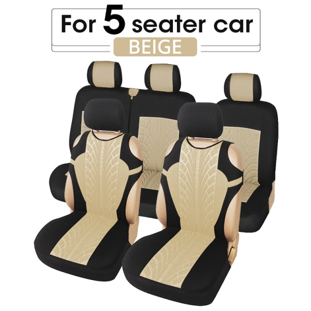 Track Detail Style Car Seat Covers Set Polyester