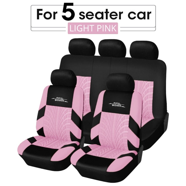 Track Detail Style Car Seat Covers Set Polyester