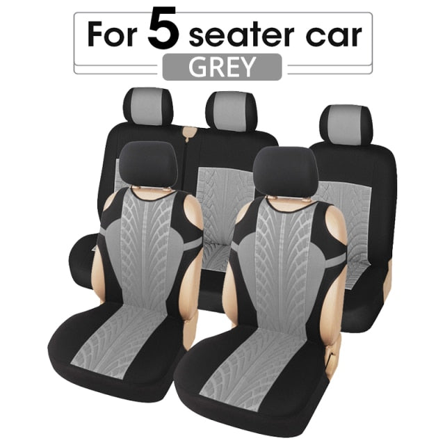 Track Detail Style Car Seat Covers Set Polyester