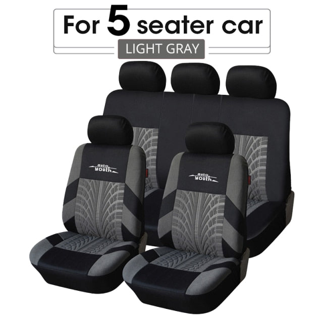 Track Detail Style Car Seat Covers Set Polyester