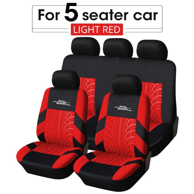 Track Detail Style Car Seat Covers Set Polyester