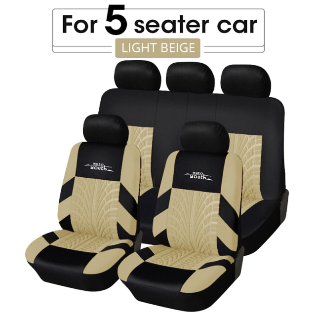 Track Detail Style Car Seat Covers Set Polyester