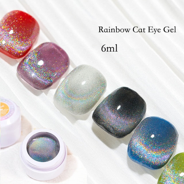 rainbow cat eye gel polish Winter colorful