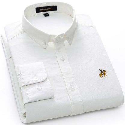 Cotton Oxford Shirt White Long Sleeve