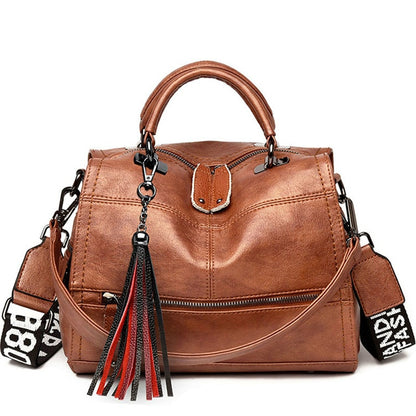 Fashion Tassel Handbag Leather