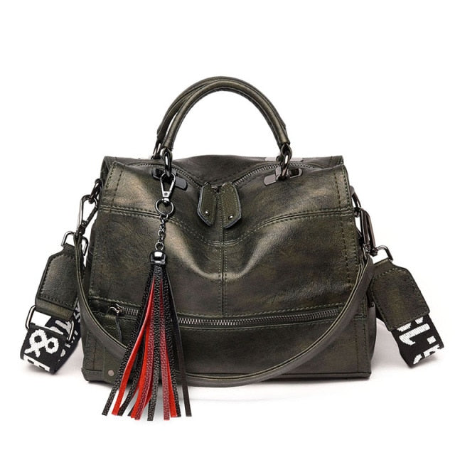 Fashion Tassel Handbag Leather