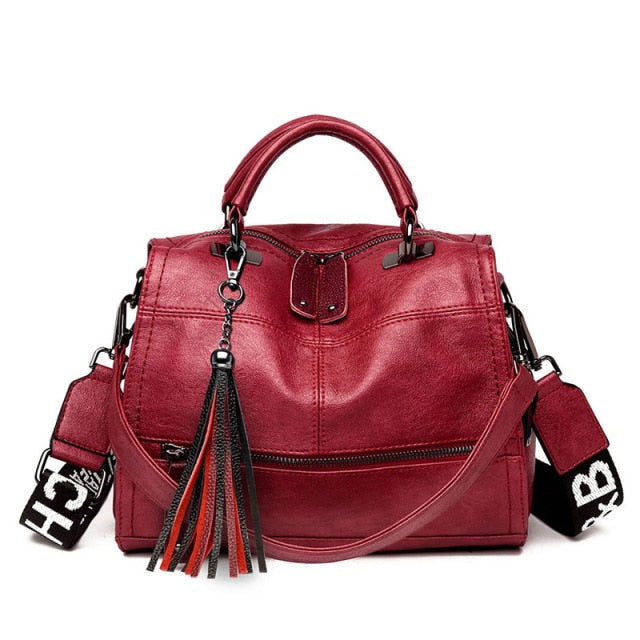 Fashion Tassel Handbag Leather