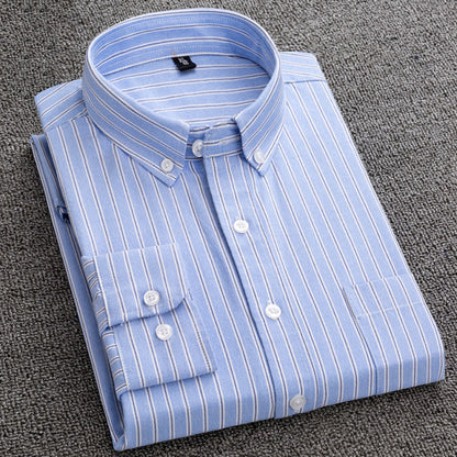 Oxford Mens Striped Shirt Long Sleeve Cotton