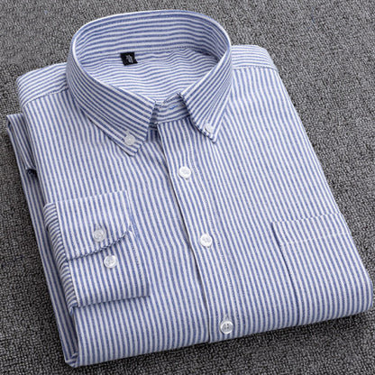 Oxford Mens Striped Shirt Long Sleeve Cotton