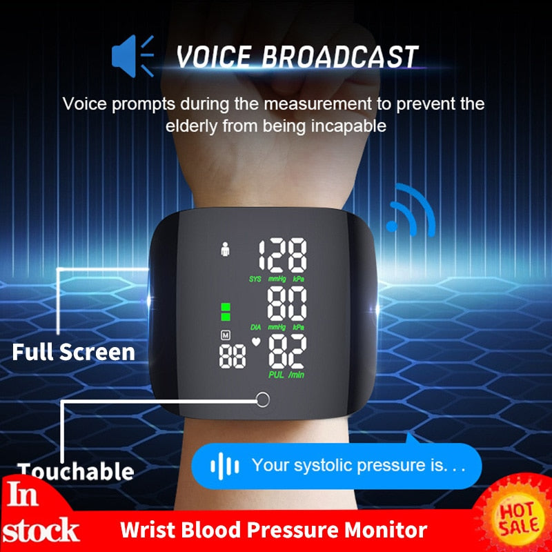 Chargeable Smart Touch LCD Screen Voice Wrist Blood Pressure