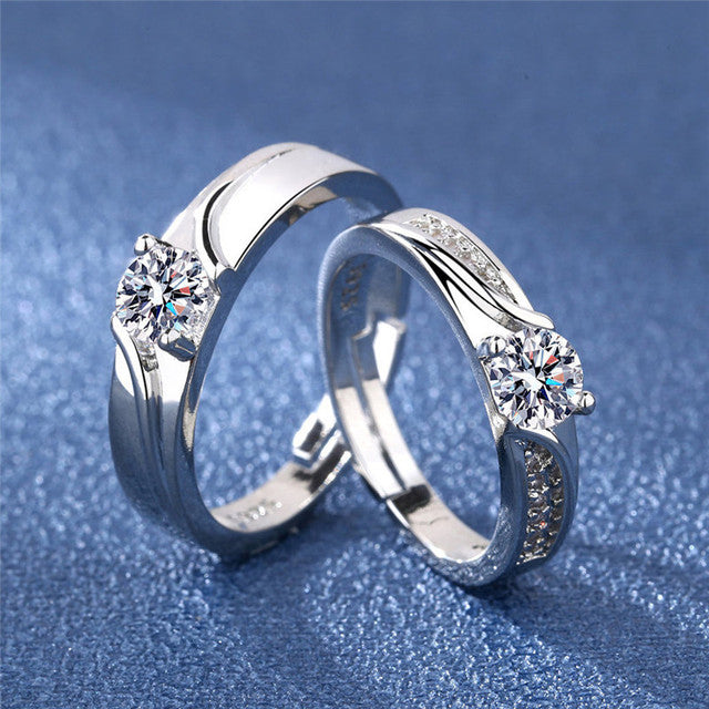 Love Heart Zircon Couple Ring