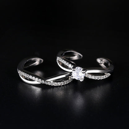 Love Heart Zircon Couple Ring