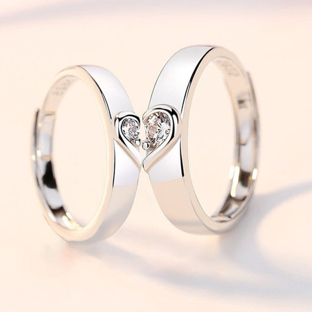 Love Heart Zircon Couple Ring