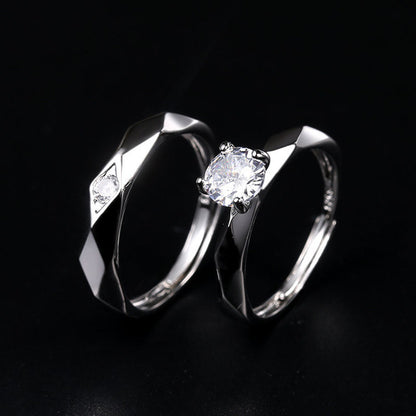 Love Heart Zircon Couple Ring