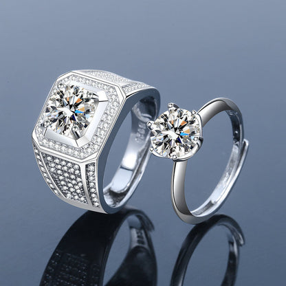 Love Heart Zircon Couple Ring