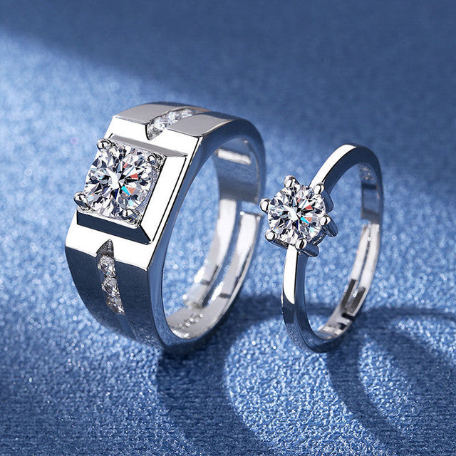 Love Heart Zircon Couple Ring