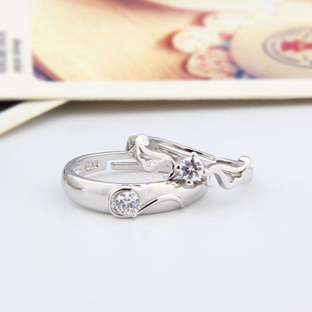 Love Heart Zircon Couple Ring