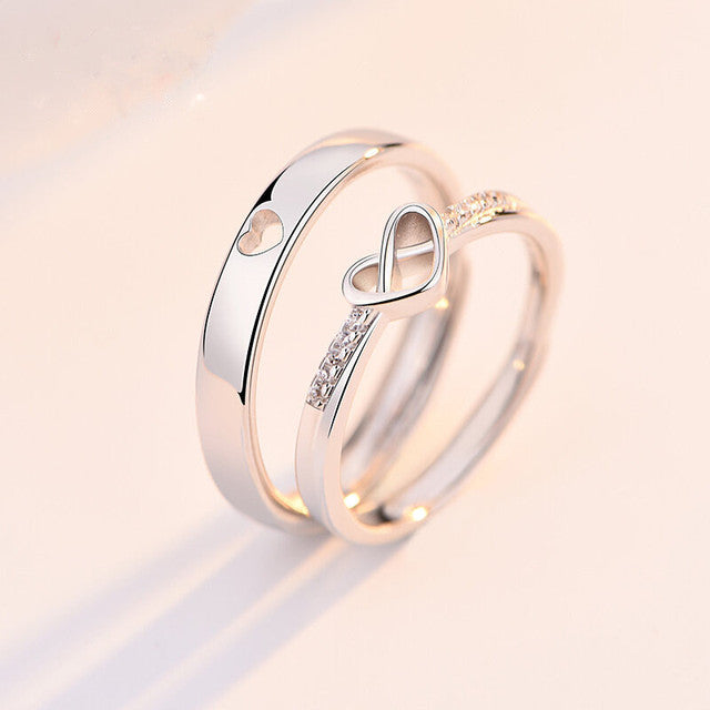 Love Heart Zircon Couple Ring