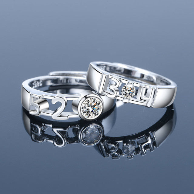 Love Heart Zircon Couple Ring