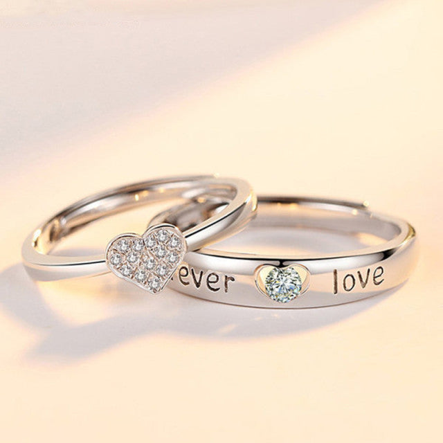 Love Heart Zircon Couple Ring