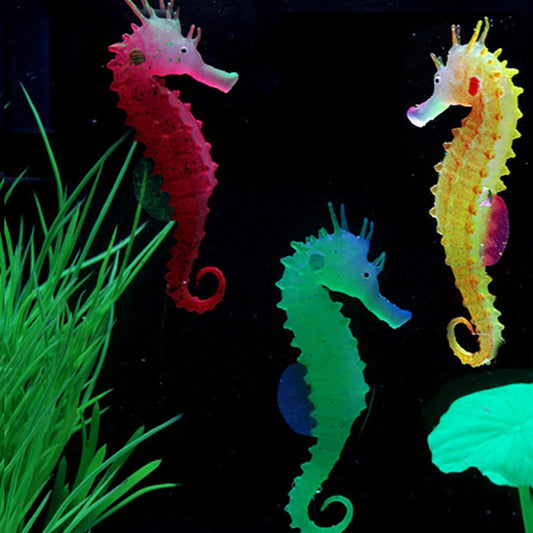 Silicone Artificial Night Luminous Hippocampus Fish Tank