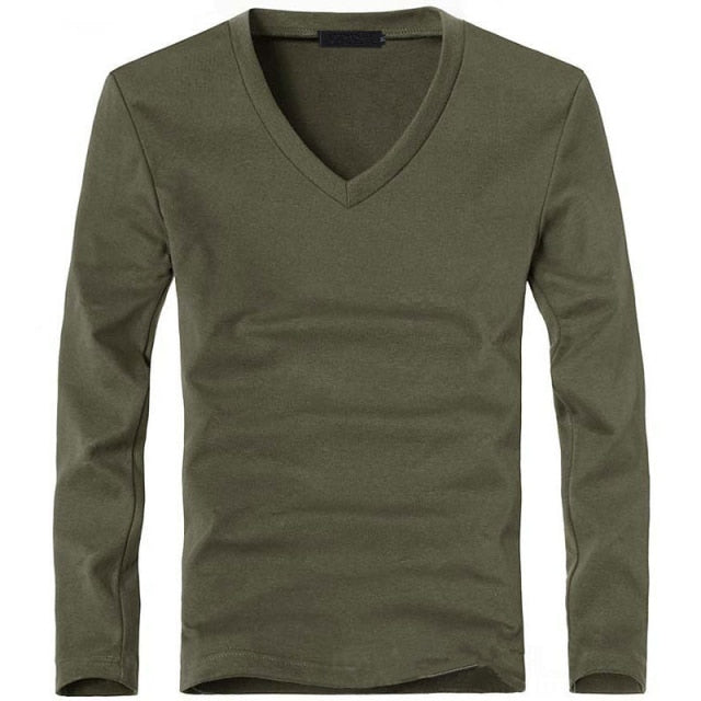 T-Shirt V-Neck Long Sleeve