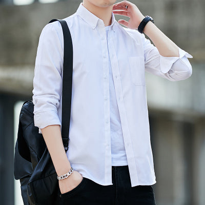 Solid Men Shirt Male Clothing