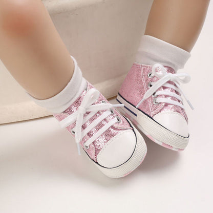 Newborn Sequined Canvas Baby Sneakers