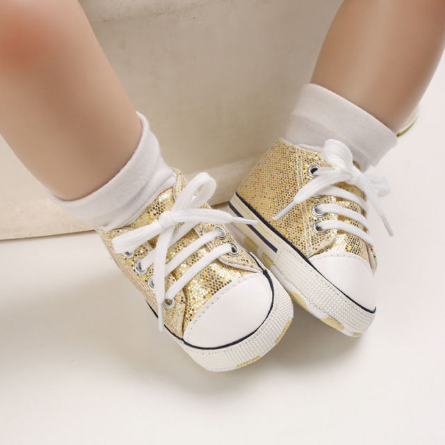 Newborn Sequined Canvas Baby Sneakers