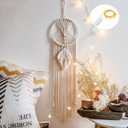 Boho Moon and Star Dream Catcher Macrame Wall