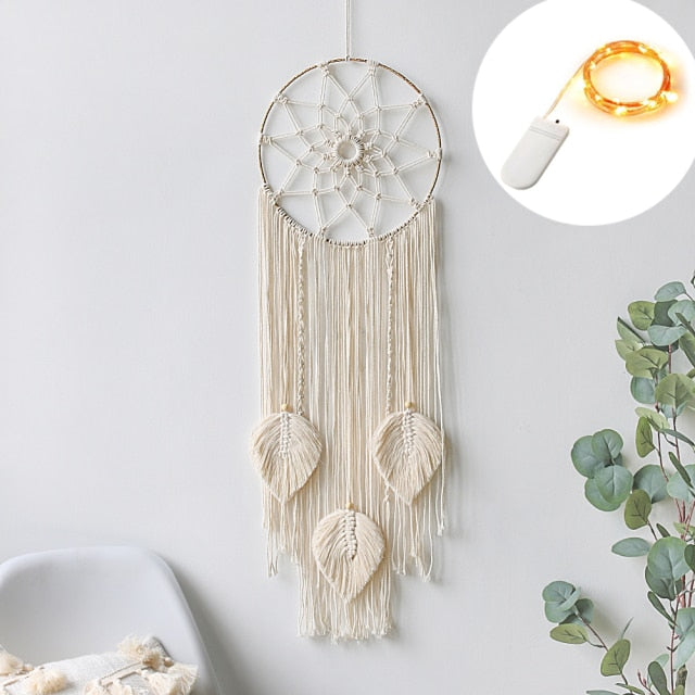 Boho Moon and Star Dream Catcher Macrame Wall