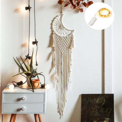 Boho Moon and Star Dream Catcher Macrame Wall