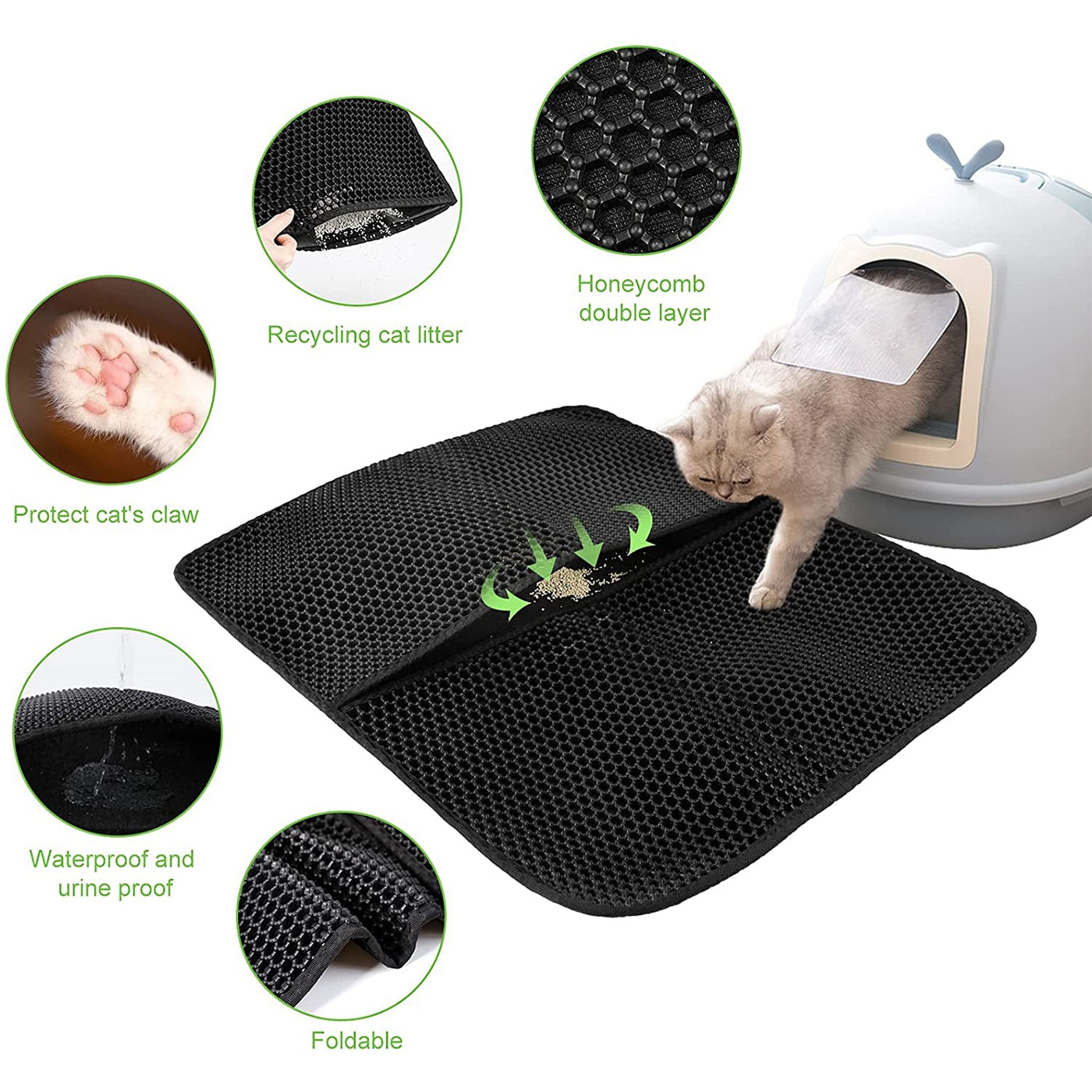 Pet Cat Litter Mat Double Layer Leather