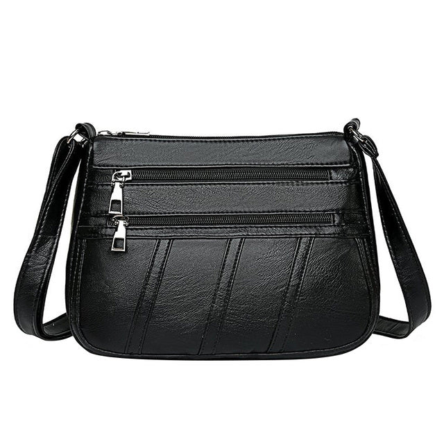 PU Leather Simple Solid Messenger Cross body Bag