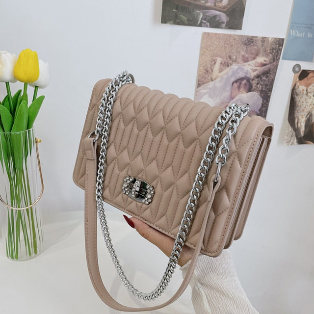 High Quality Leather Handbag Luxury Brand Chain Handle Shoulder