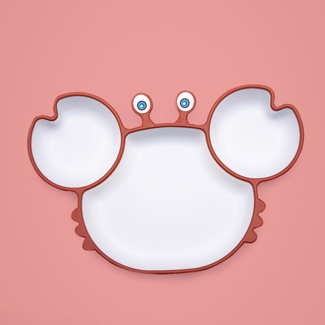 Bopoobo Baby Dishes Silicone Suction Plate Cute Crab Children