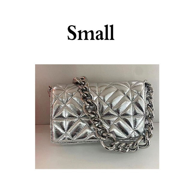 Thick Chain Quilted Shoulder Purses And Handbag