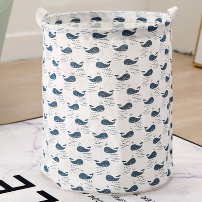 Cotton Linen Dirty Laundry Basket Foldable Round Waterproof