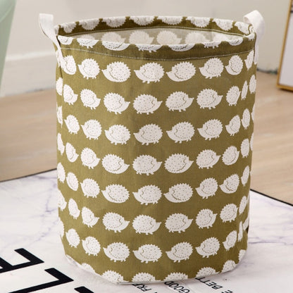 Cotton Linen Dirty Laundry Basket Foldable Round Waterproof