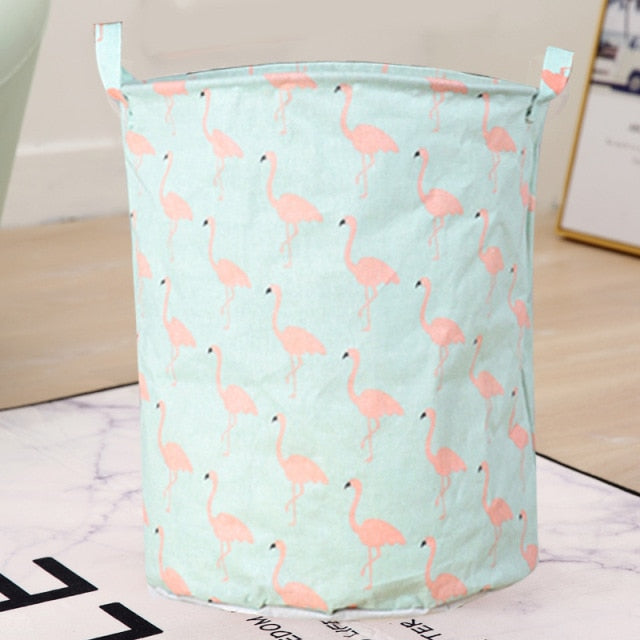 Cotton Linen Dirty Laundry Basket Foldable Round Waterproof