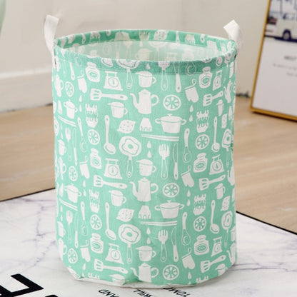 Cotton Linen Dirty Laundry Basket Foldable Round Waterproof