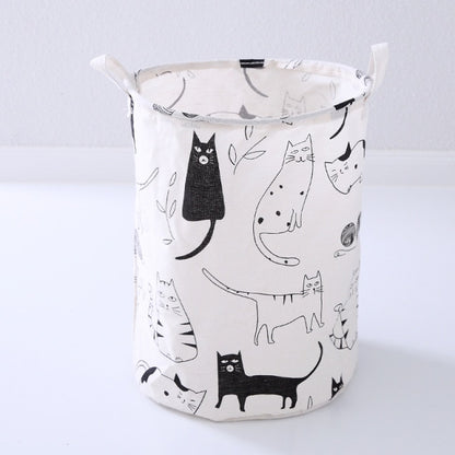 Cotton Linen Dirty Laundry Basket Foldable Round Waterproof