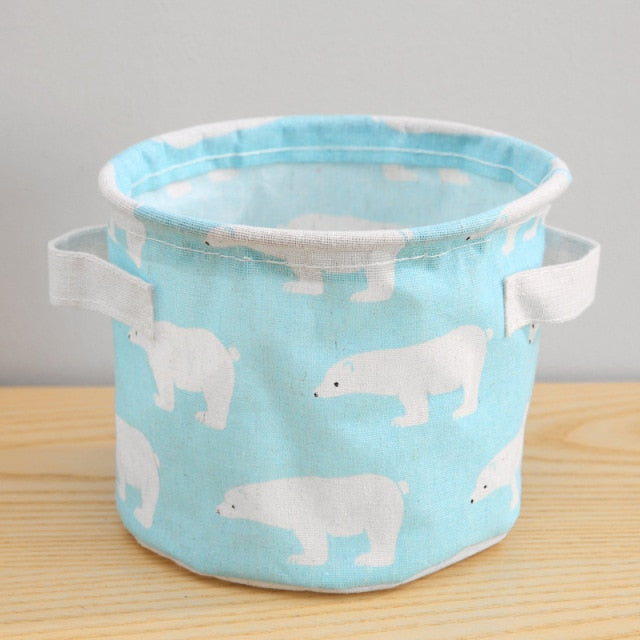 Cotton Linen Dirty Laundry Basket Foldable Round Waterproof